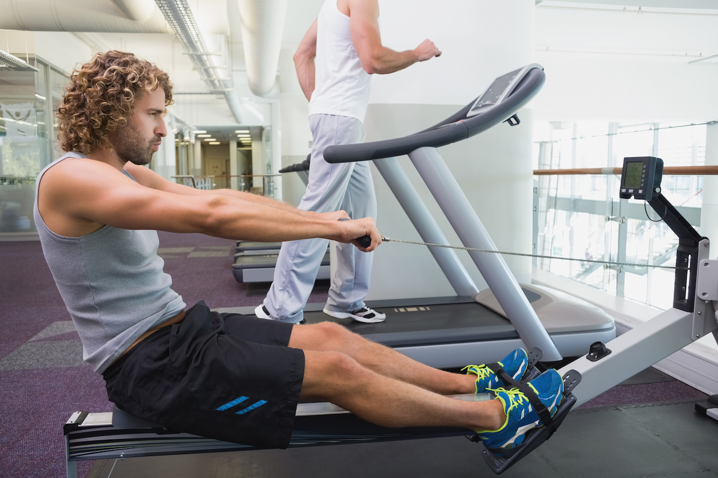 Man using a rower